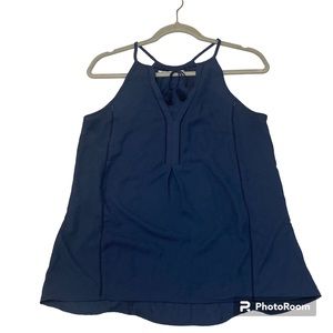 Maurices Women’s Navy Blue Sleeveless V-Neck Sheer Blouse Size Small